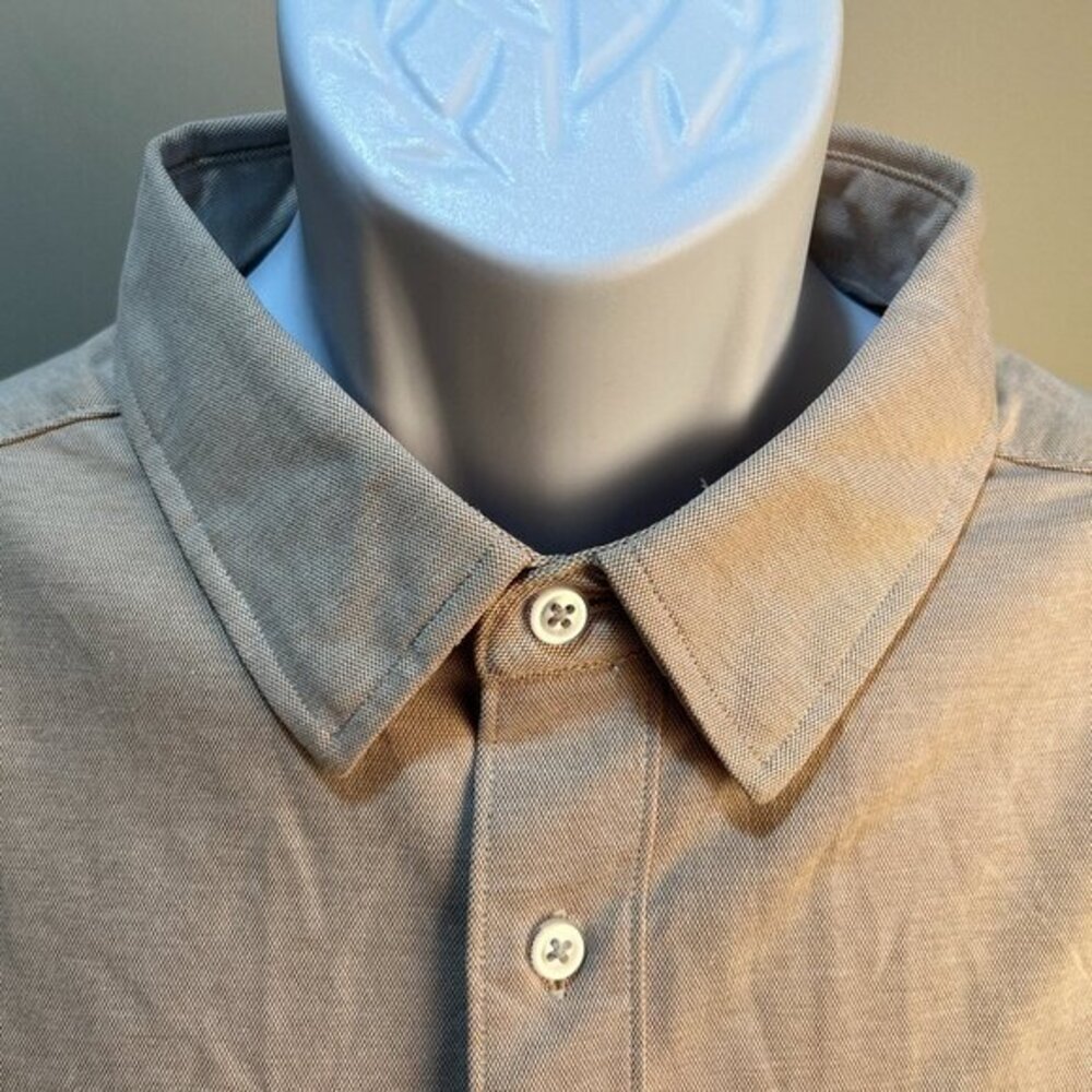 👔 7 Diamonds Men's Solid Beige 4-Way Stretch Long Sleeve Button Up Shirt L Mint